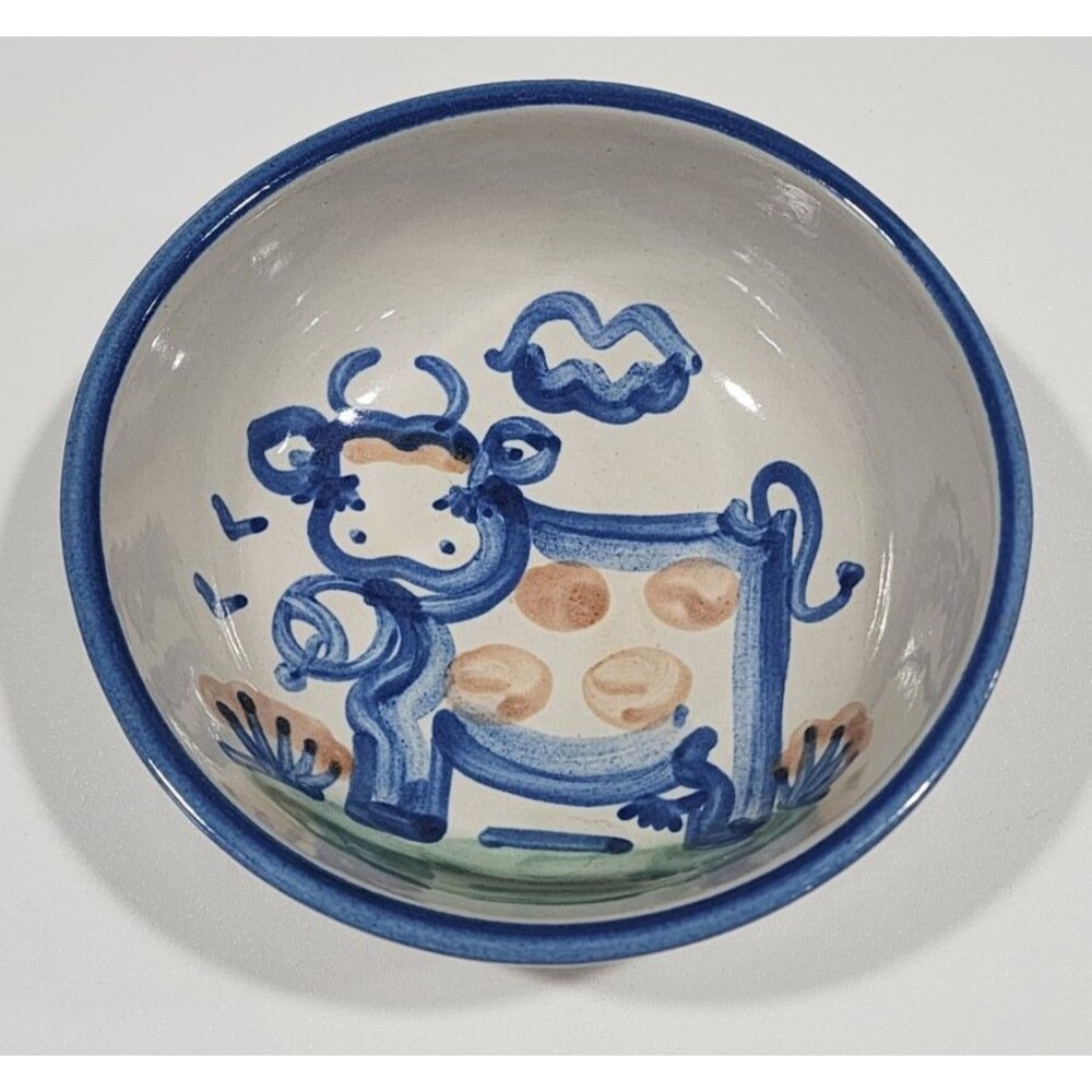 Vtg M A Hadley Cow Art Pottery Small Bowl 5 1/2"